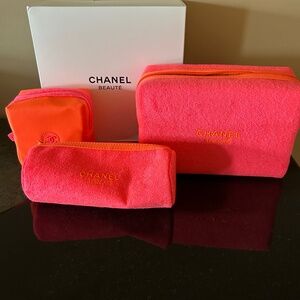 Chanel cosmetic 3 piece bag set